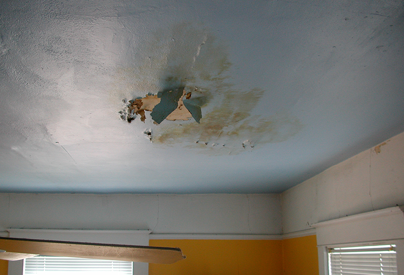 House water damage on the ceiling